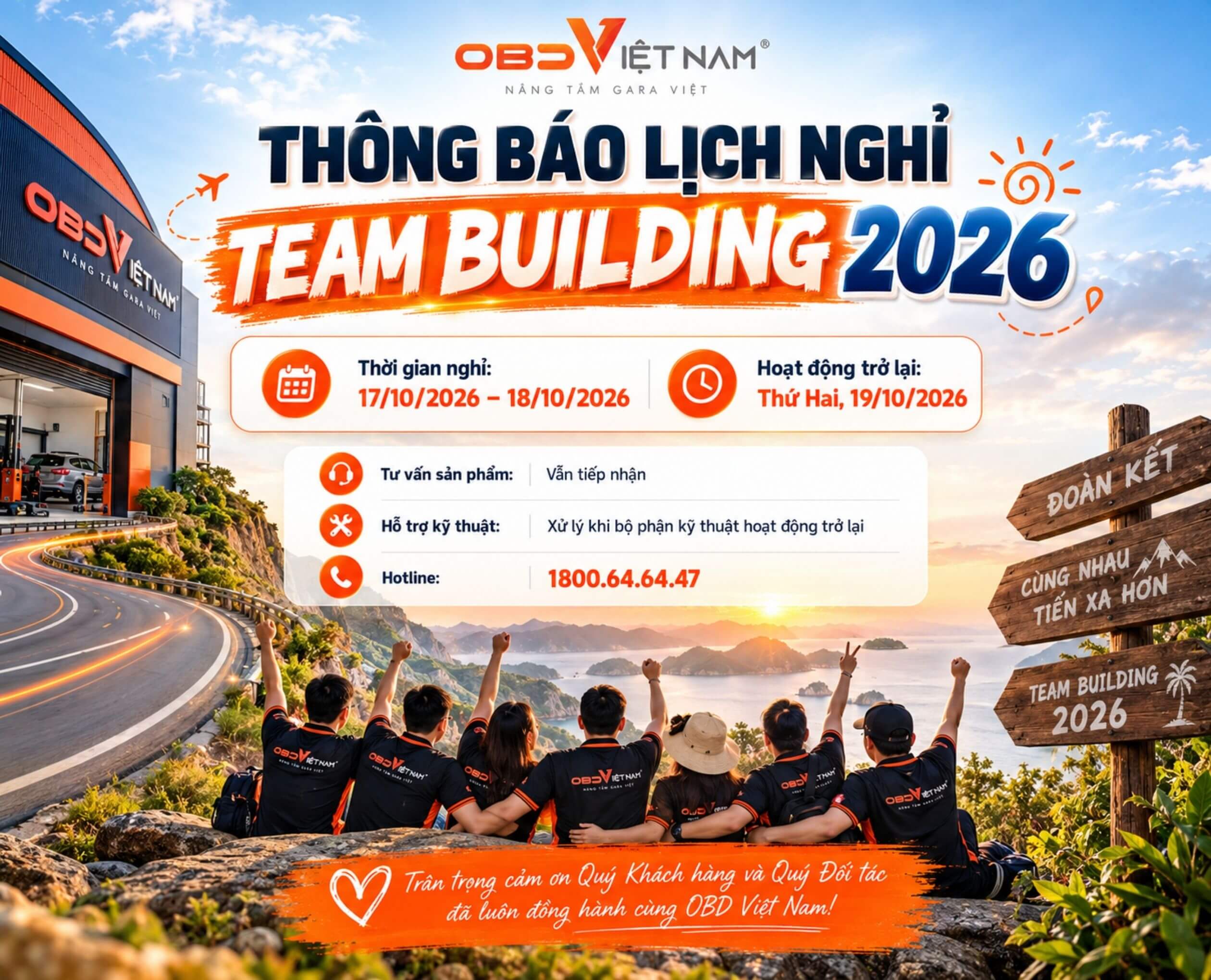 OBD Việt Nam Thông Báo Lịch Nghỉ Team Building 2026