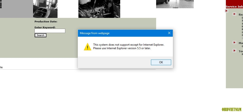 Nếu máy tính của bạn hiện bảng thông báo “ Hệ thống không hỗ trợ chương trình khác Internet Explore,xin vui lòng dùng trình duyệt phiên bản 5.5 hay mới hơn ” như hình bên dưới,thì có lẽ phiên bản máy của bạn đã cũ .Vui lòng làm theo cách sau đây !