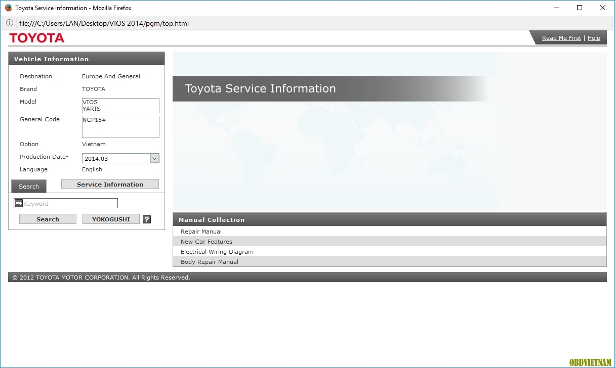Giao diện của tài liệu Toyota Vios 2015